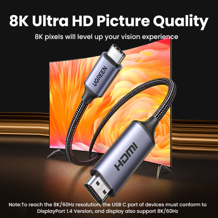 UGREEN 8K 60Hz Type C to HDMI Cable for Samsung Note 20/MacBook