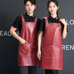 Soft Leather Apron For Catering Work Clothes Waterproof And Oil-Resistant Leather Apron