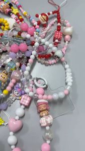 🔥Local Delivery🚚🔥Cute Phone Charm Strap Colorful Beads Cartoon Pendant Wrist Strap Kawaii Phone Accessory