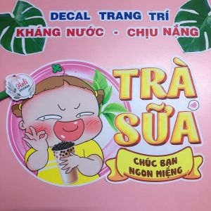 Decal Trang Trí TRÀ SỮA - QUỲNH AKA Loại 1 - Hình Dán trang trí Quán Trà Sữa Cà Phê Sinh Tố Nước Ép Ăn Vặt - Sticker Kháng Nước Chịu Nắng Cắt Sẵn.