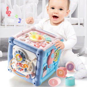 Multifunctional Childrens Baby Music Hexahedron Geometric Building Blocks Childrens Enlightenment and Early Education Educational Toys