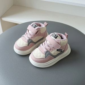 Autumn Winter Kids Shoes High Tops Boys Casual Sport Shoes Children Warm Fur Sneakers For Girls Pink Black2026