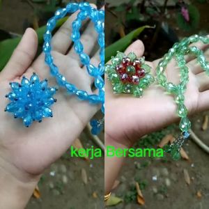 Tasbih dan bros kristal tetes air premium