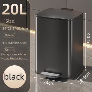 Step Pedal Trash Can 20L/30L Rectangle Stainless steel office Trash tin