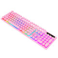 《411》T-WOLF Thunder Wolf T80 Gaming Keyboard Wired Illuminated Laptop Office Pink Punk Retro Keyboard. 