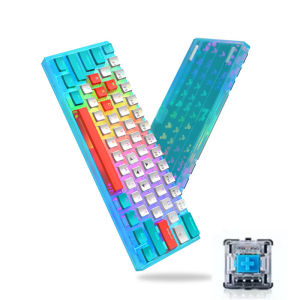 WOMIER WK61 60% Keyboard Hot-Swappable Blue Sea Keyboard RGB Wire Gaming Mechanical Keyboard Pudding PBT Keycap Red Switch