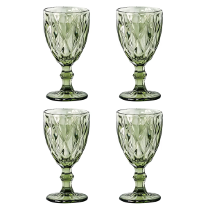 Set of 4 Elegant Embossed Champagne Goblets Wedding Glasswares Wine Glasses Cups Beverage Drinkwares for Celebration