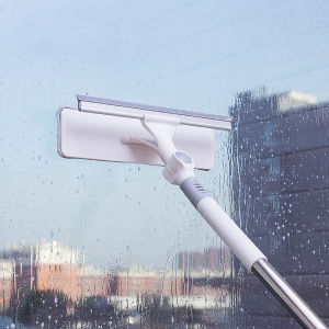 Dual Window Cleaner with Extension Telescopic Pole Glass Wiper Window Cleaning Scraper Glass Brush