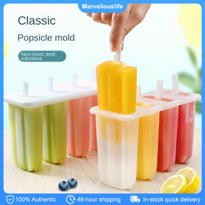 4Cell Ice Cream Popsicle Mold Childrens Frozen Fruit Ice Cream Ice Cube Mold with Sticks Homemade Ice Pop Maker
