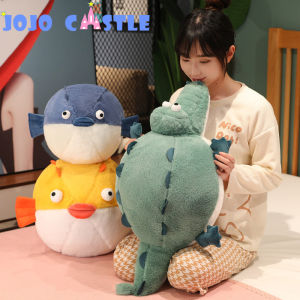 JOJO CASTLE Kawaii Soft Fish Puffer Alligator Animal Plush Crocodile Stuffed Toy Doll Pillow Room Sofa Decor Cushion Cute Kid Girlfriend Birthday Gift
