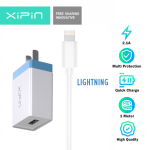 XiPin CX15T 2.1A Fast Charging & Data Transfer USB Charger with Lightning Cable 1 Meter SET