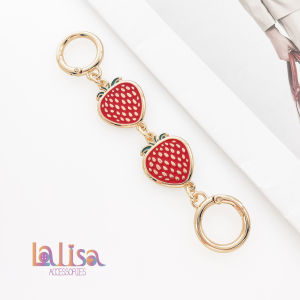รูปสตอเบอร์รี่ สายโซ่ต่อ ขยายสายกระเป๋าแบบเปลี่ยน อุปกรณ์เสริมกระเป๋า alloy bag chain LT7034-3