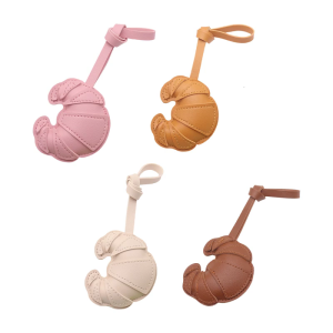 Sturdy Lightweight Leather Croissant Keyring Decorative Ornament Keychain For Bags Keys Vehicles