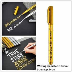 ปากกามาร์กเกอร์ กันน้ํา สีทอง และสีเงิน 1.5 มม. สําหรับทํางานศิลปะ งานฝีมือ วาดภาพ DIY