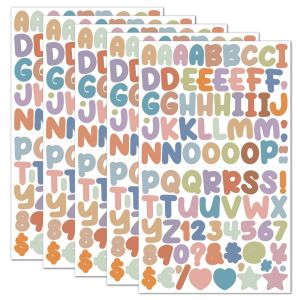 MMLUCK Số 26 chữ cái Nhãn dán chữ hoạt hình 0.5 inch Hoạt hình Miếng dán số 26 chữ cái Miếng dán chữ guka Tự làm Bảng chữ cái đầu hoạt hình Vật liệu sổ tay