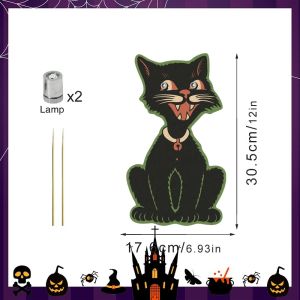 NEXTYOO với Ánh Sáng Đèn trang trí sân vườn Halloween Nhiều màu sắc Mèo hoạt hình Cọc trang trí sân vườn hình mèo phát sáng Hài hước PP Đồ trang trí đất hình mèo mắt Ngoài trời
