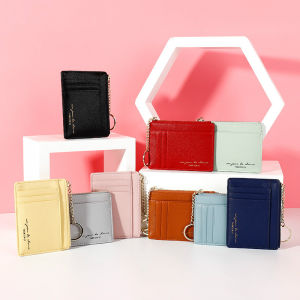 MINGKE Card Holder Wallet for Women 8 Cards Minimalist Zipper Keychain Mini Fashion