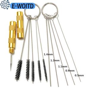 E-WOITD 11pcs Airbrush Spray Cleaning Repair Tool Kit Stainless steel Needle Brush Set