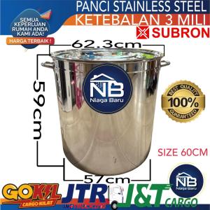SUBRON Panci Besar Super Tebal 3mm Stok Pot 60cm Sup Soup Masak Banyak Bakso Bakmi Tinggi Rebus Tebal Food Grade Stainless