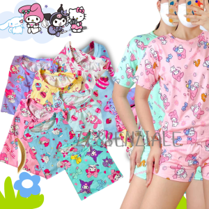 Kawaii Sanrio My Melody Kuromi Hello Kitty and Friends Ice Cream Bear Flamingo and OTHER PRINTS Terno Shorts PLUS SIZE Baby Mommy FIT LARGE TO 3XL SOFT COTTON STRETCHY