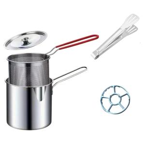 304 Stainless Steel Deep Fryers Pot for French Fries Kitchen Cooking Essential Miniature Fry Pan With Strainer