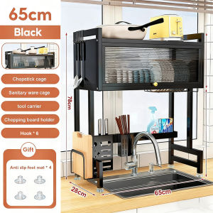 Royalstar Kitchen Metal Dish Rack Cabinet Multi-functional Sink Dish Drainer Rack With Cover Plate Organizer