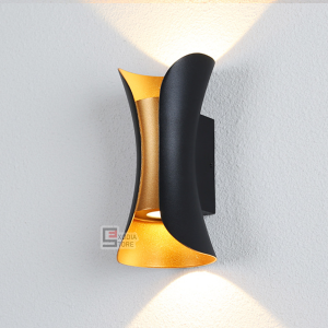 Lampu Dinding Modern Black Gold / White Gold Wall Light Minimalis 2 Arah Waterproof IP65 Indoor Outdoor LED - Warm White