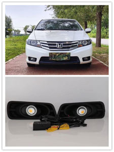 LED Fog Lights Assembly For Honda City 2012 2013 2014 Front Bumper Fog lamp Replacement Angel Eye Daylight Accessories DRL Kit