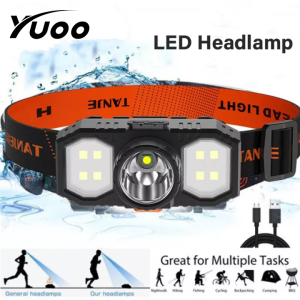 Yuoo XPE+COB LED Headlight Camping Headlight USB Rechargeable 2 Mode Flashlight Built in Battery Searchlight Outdoor Torch Light Waterproof Fishing Headlamp
