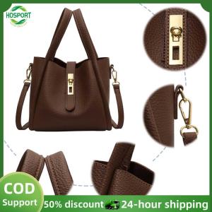 【HOSPORT】 Bucket Bag for Women Magnetic Closure Crossbody Bag PU Leather with Inner Bag Basket Bag Solid Handbag for Work Travel 【1-3 days delivery】