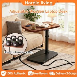Minimalist Liftable Laptop Table Sofa Side Table Writing Desk Table Bedside Table Coffee Table COD Adjustable Height 360° Rotation Solid Wood Metal Frame Anti-Slip Scratch-Resistant Multi-Purpose
