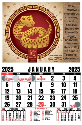 2025 Chinese Horoscope 2025 CALENDAR 8.5*13 inches