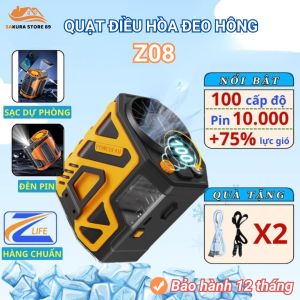 Quạt Áo Điều Hòa Tích Điện Quạt Đeo Thắt Lưng Đeo Cổ Mini Motor 2 Phản Lực 4 Cấp Độ Gió Pin Chuẩn Lithium 20.000mAh