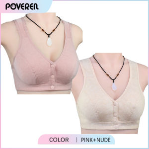 POVEREN 36-46 Plus Size Bra Women High Quality Cotton Lightweight Bra Front Buckle Without Steel Ring Comfortable Underwear-Mother gift