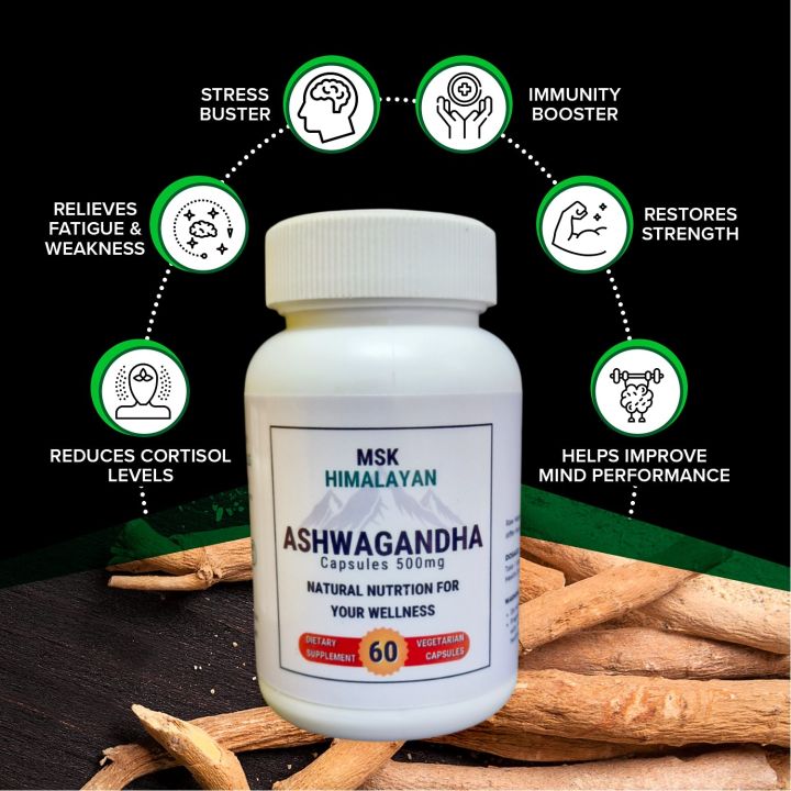 MSK Himalayan Ashwagandha Stress Relief Indian Ginseng Capsules 60s | Ashwagandha Tea 30 sachets | Saigon Naturals Ashwagandha Capsules