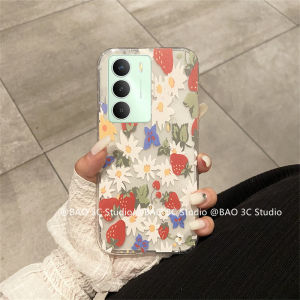 Hot Casing Realme C75x C75 Realme 14X 14 Pro+ 13+ 13 Pro+ Plus 5G 4G New Colorful Retro Fresh Fashion Strawberry Flower Phone Case Anti-fall Shockproof Soft Cover 2025