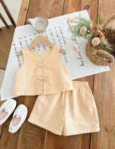 FREE SHIPPING & COD Casual Classy Elegant  Summer Wear GIRL Front Ribbon Top and Shorts for Girl Kids - 2 to 14 years old   - classy and elegant - timeless classic  - timeless piece - casual office  party - classic piece - super kapal ng tela - hindi ka