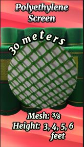 3/8 (345.6 FEET AVAILABLE SIZES) QGR POLYETHYLENE SCREEN (GREEN) 30 METERS / CHICKEN SCREEN