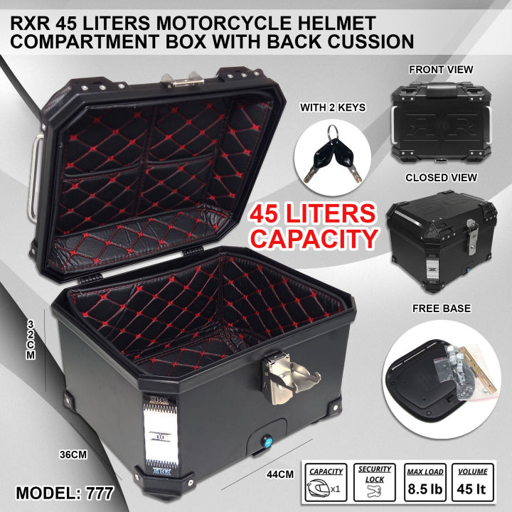 RXR 45 Liters Motorcycle Compartment Box Compartment Motorcycle Helmet ...