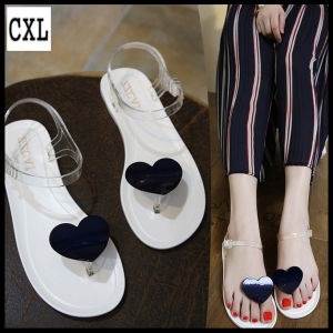 CXL แบรนด์แฟชั่นสวยเซ็กซี่เจลลี่แบนรองเท้าแตะปลายเท้าคลิปสวยรักฝังรองเท้าสําหรับผู้หญิง (35-40 ขนาด)