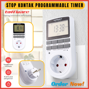 Stop Kontak Programmable Timer Switch 10 Program 230V/16A Taffware KWE-TM02-EU