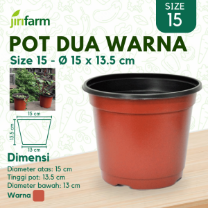 JIRIFARM - Pot Murah /Pot Plastik Dua Warna GPF150 dim atas 15cm x tinggi 13.5 cm (5 pcs)