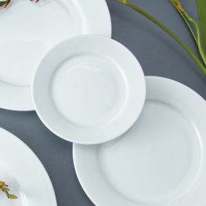 Đĩa sứ trắng nông tròn đủ cỡ Long Phương cao cấp