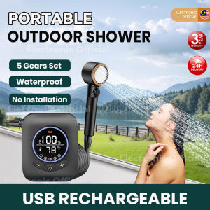 Portable Shower for Camping 8000mAh Rechargeable Outdoor Shower Pump with LED Display 3 Spray Modes 5 Gears Set