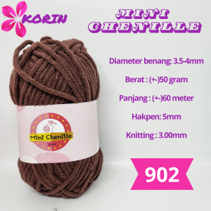 Benang Rajut Mini Chenille Korin / Small Chenille Chunky Yarn / Small Ply [50gr]