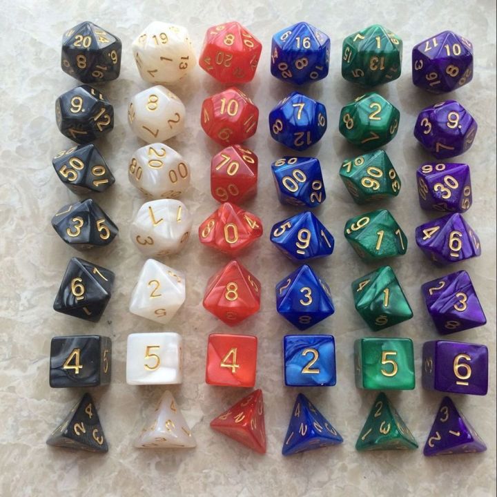 UWLYWX 7Pcs/set Table Game DND Dice 7-Die D4 D6 D8 D10 D12 D20 Game ...