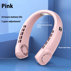 Portable Neck Fan 3000/6000MAH USB Rechargeable Digital Display Bladeless Fan 5-speed Adjustable Neck Fan Cooler Suitable for Travel Shopping School Camping