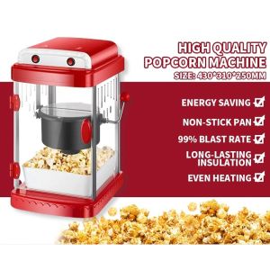 ArcticBreeze Compact 8oz Popcorn Maker Perfect for Home Office or Events Quick Delicious Snacks Hot Air Popper Nonstick Kettle Stirring Rod