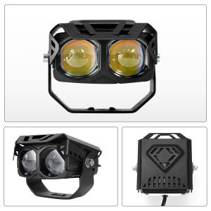 Mini  driving  LED motorcycle light waterproof and energy-saving two color ministeelgunspotlight high and low beam lights 4000k 6000k yellow and white  light perfect tangent