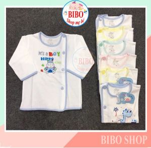 Set 4 Áo sơ sinh cho bé loại xéo tay ngắn tay dài vải cotton chất mềm mịn mát thấm hút_JOu Trắng